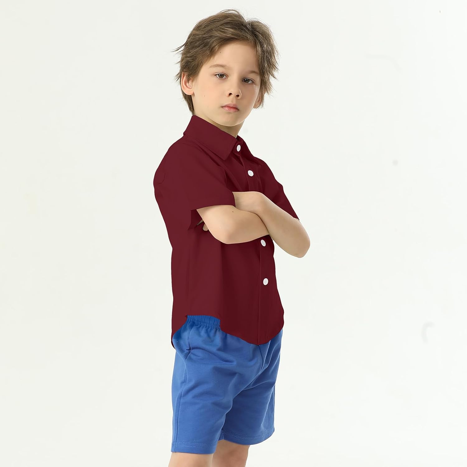 Phedrew Boys Short Sleeve Dress Shirt Lightweight Cooling Button Down Shirts Summer School Uniform Shirts for Kids - Image 6