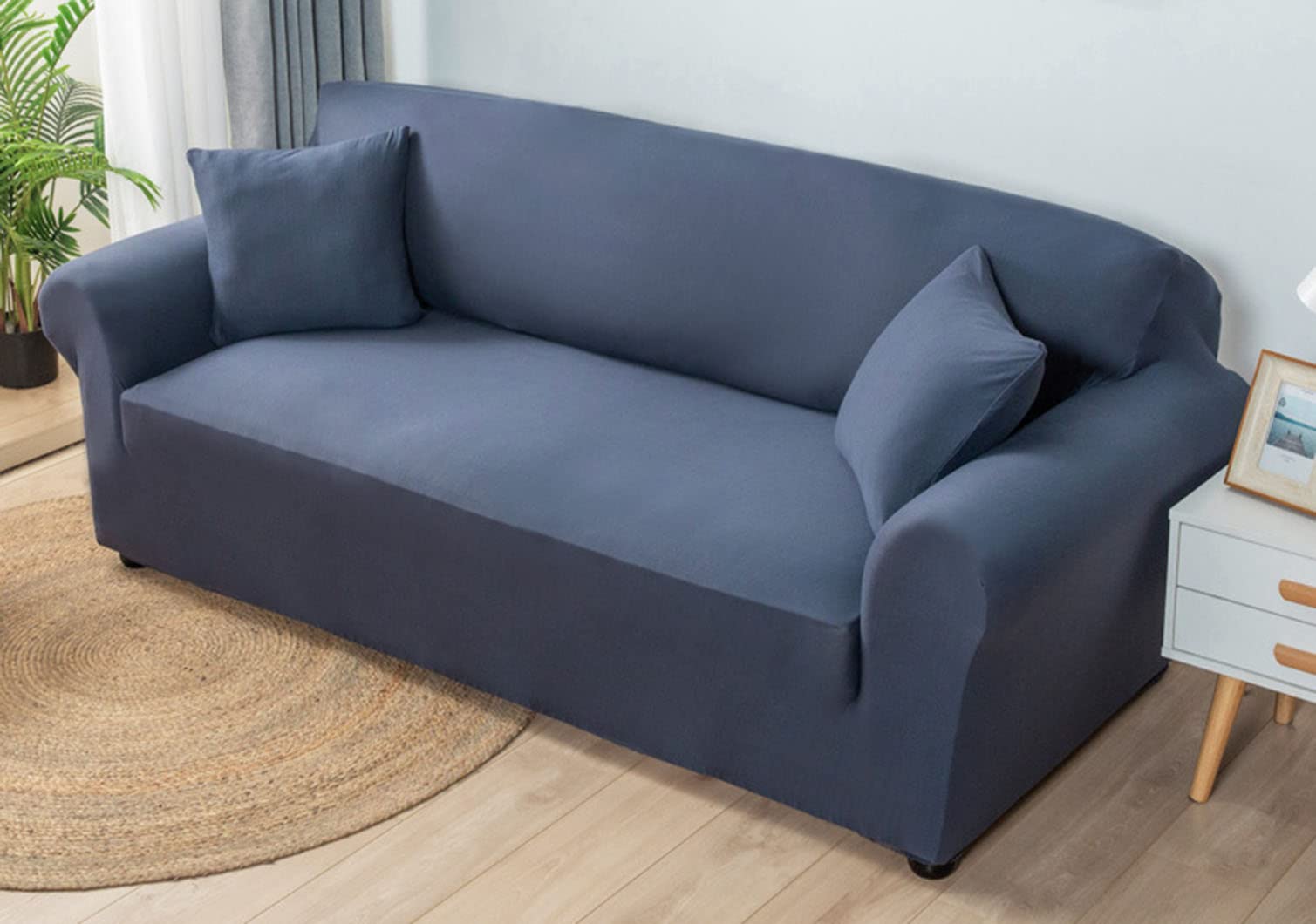 Housse de canapé élastique lavable gris extensible : protection fauteuil 1 place