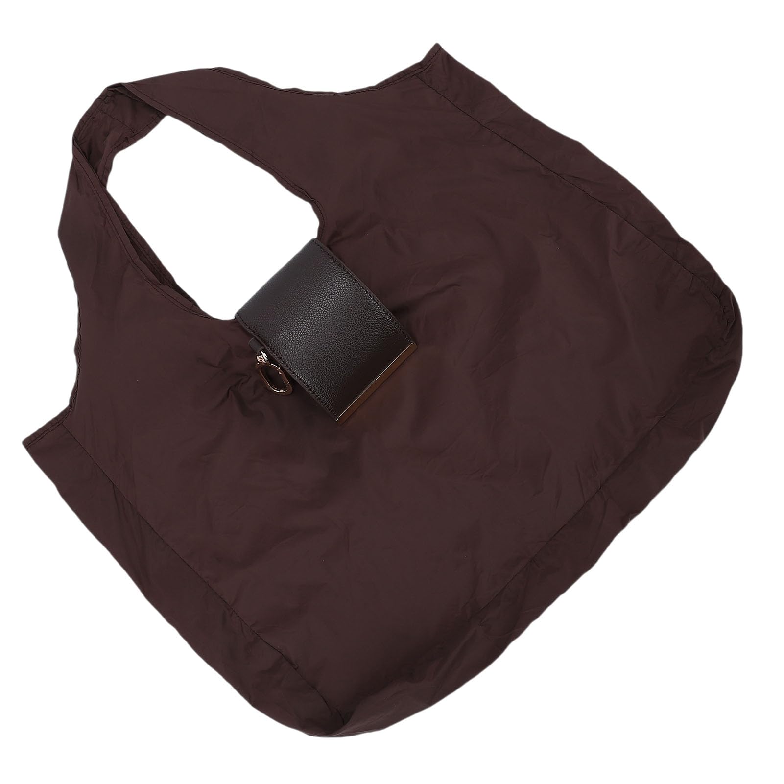 Muiltvoe Foldable Handbag, Leather Nylon Reusable Shopping Bag with Keychain for Travel Grocery Market