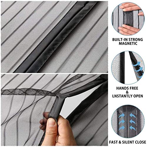 Mosquitera magnética para ventana con malla negra protectora de insectos 4