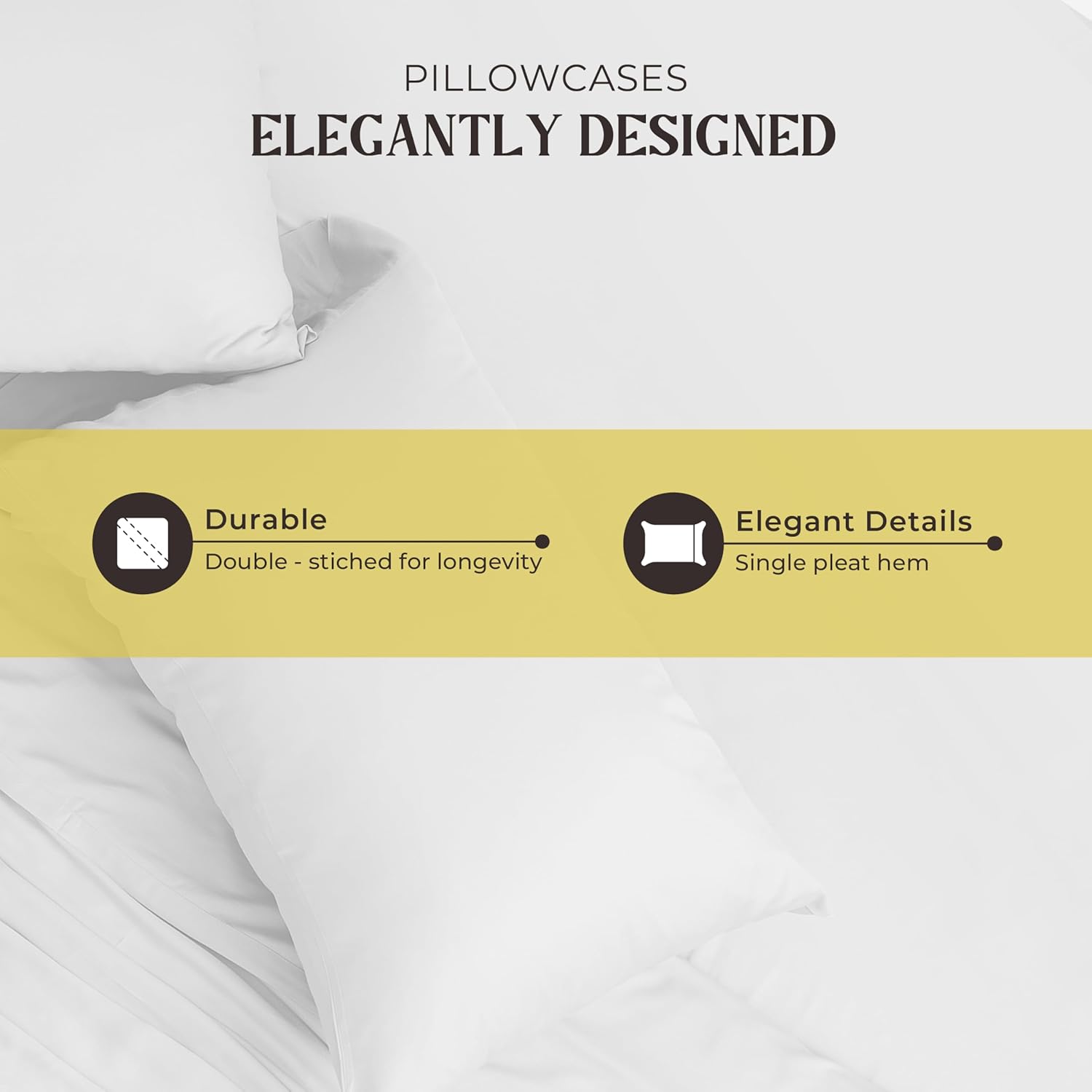 Mayfair Linen 100% Egyptian Cotton Pillow Cases Queen Size Set of 4 - Luxury 1000 Series Grandiose Collection Queen Pillow Cases (White, 2 Pair), Soft & Cooling Extra Standard Size Cotton Pillowcases