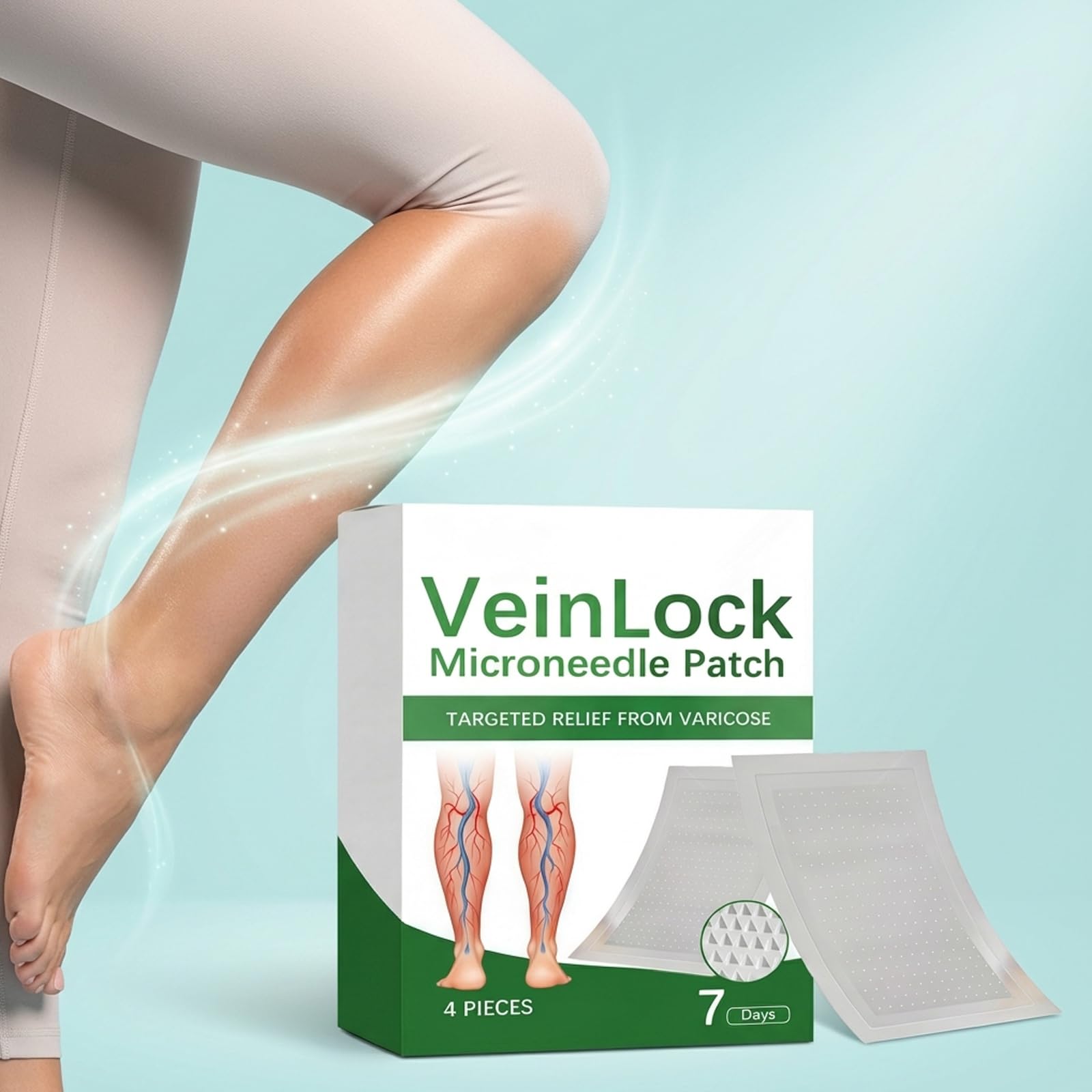 Cerotti Microaghi per la Cura delle Gambe, Patch Trasdermici per Varicosi e Sollievo da Vene Gonfie, Fascia Elastica Traspirante per un'Azione Profonda e Duratura (1)