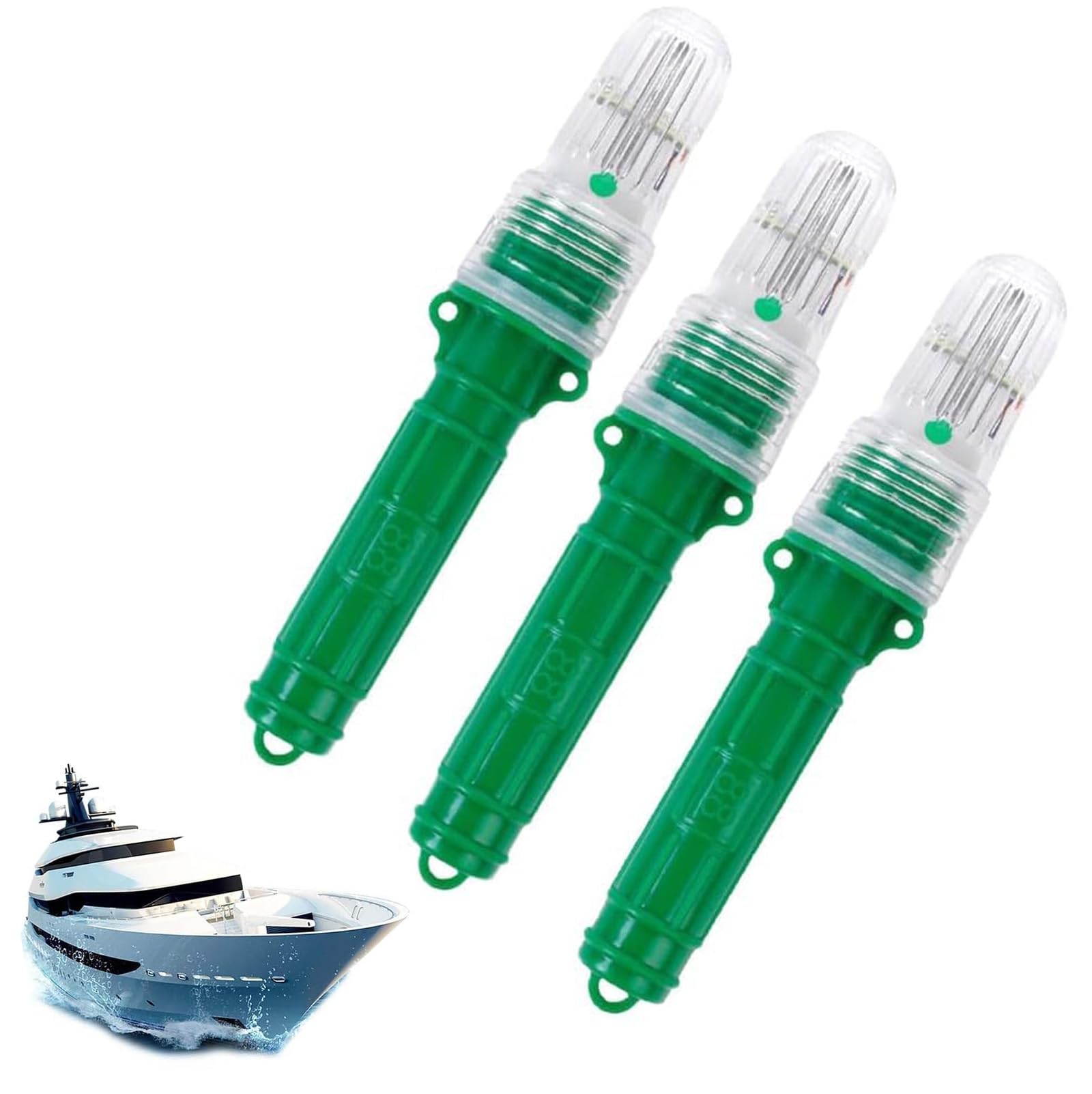 2026 Upgraded 3PCS Marine LED Emergency Flares, Electronic Boat Distress Flare, Upgraded Boat Flares Coast Guard Approved Marine, for Fishing Nets, Buoys and Boats (Green)