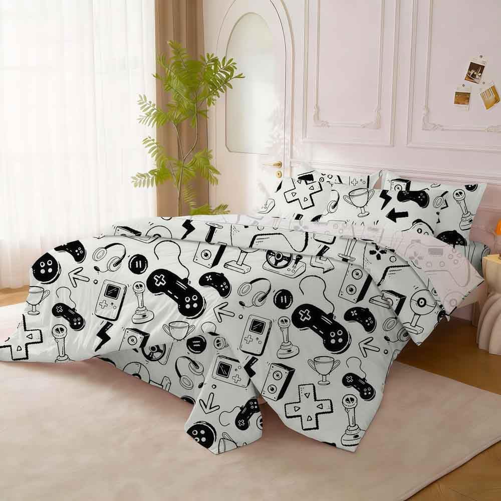 SDY 7 Piece Video Game Bedding Queen- Gamer Comforter Sets for Boys, Girls, Kids, with Cute Gaming Comforter and Gamer Bed Set
