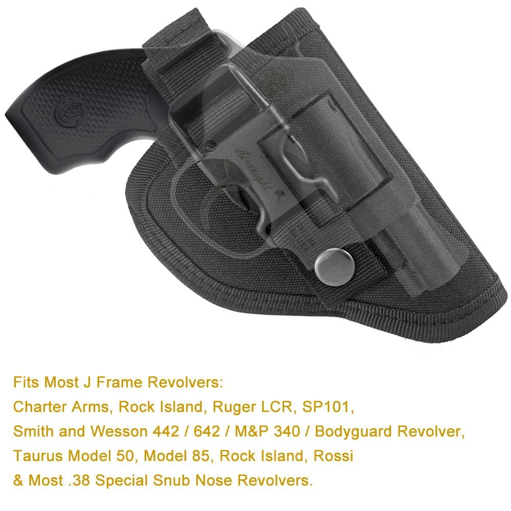 Bursport Tactical Belt Clip Revolver Holster Draw Outside The Waistband Holster Fits .22 .38 .357 J Frame Snub Nose 2