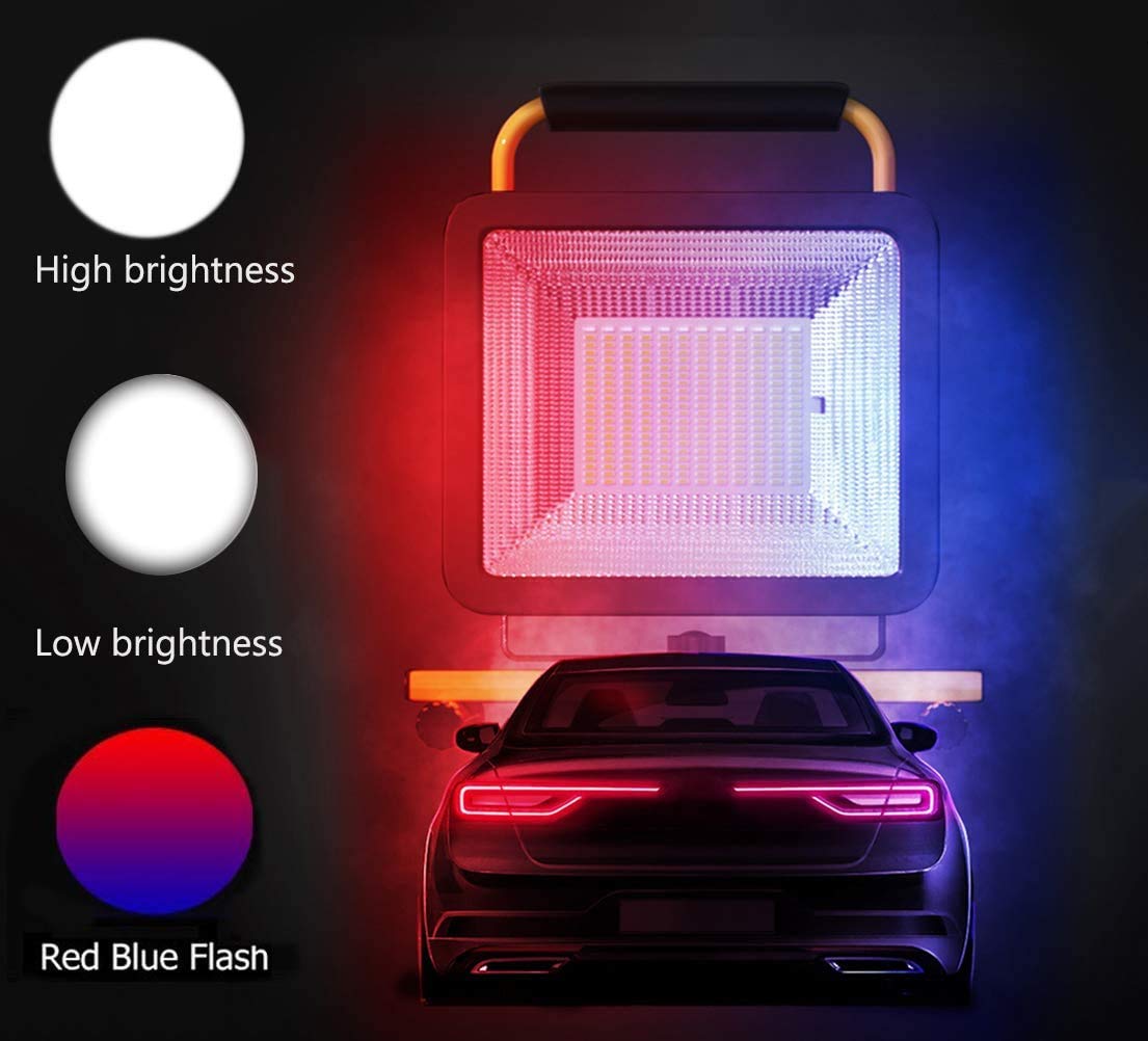 OOWOKS Foco LED 200W Foco Exterior portátil Recargable superbrillante, con Mando a Distancia, 3 Modos de iluminación, batería 13200 mAh, luz de Trabajo Impermeable IPX6 para Taller de Camping en Obra