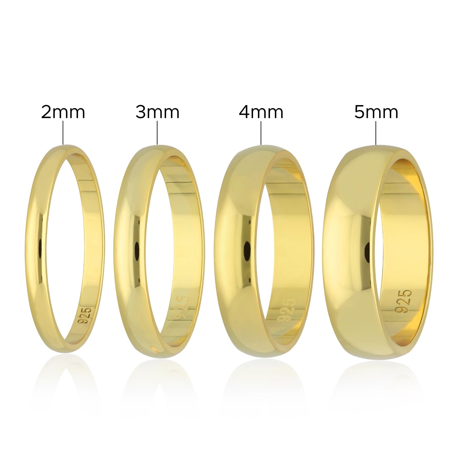 Treuheld® 925 Sterling Silber Ring Gold 48 Größen Damen Herren