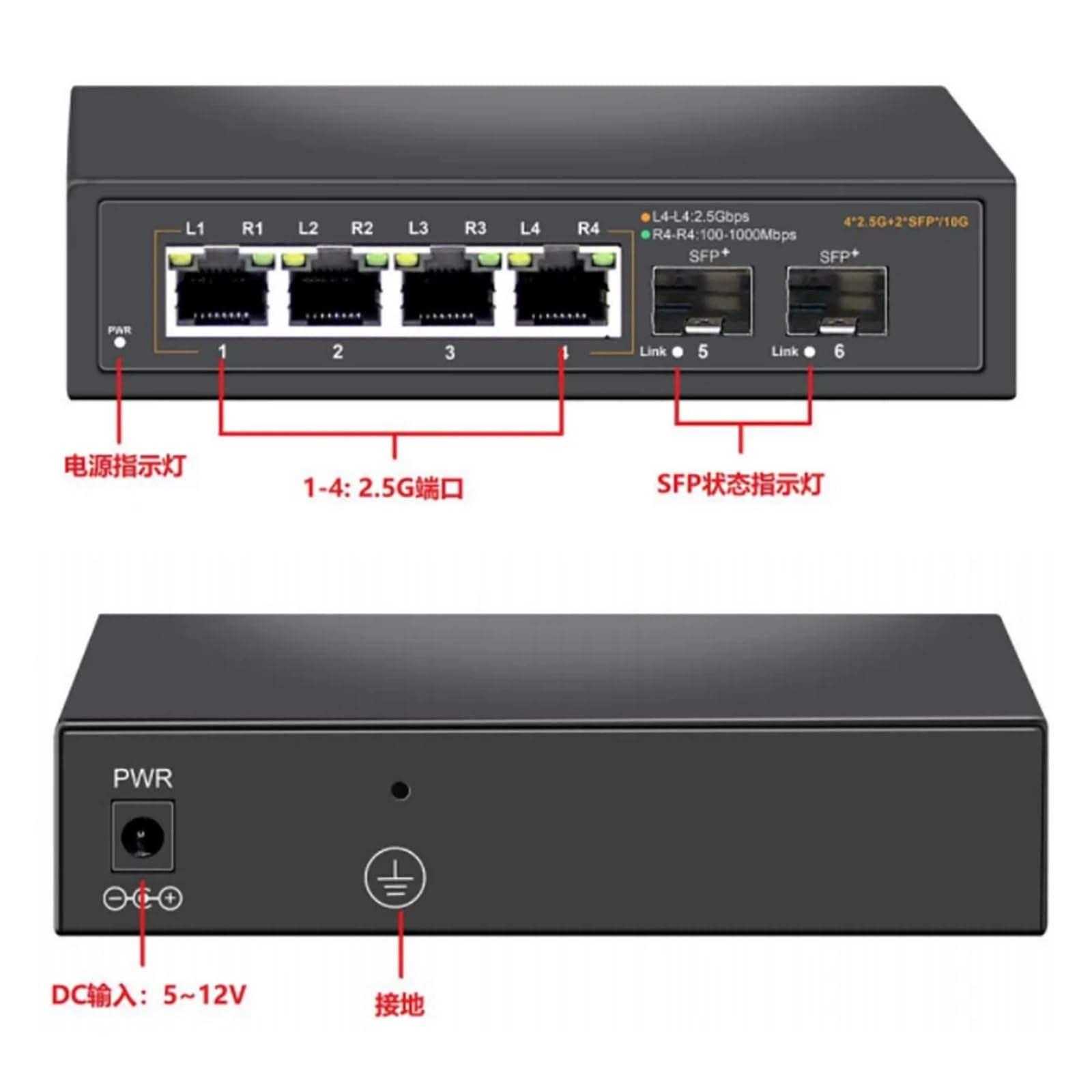 Conmutador Ethernet de Red multigigabit de 4 Puertos, 2,5 Gbps, no administrado, Plug and Play, 2,5 G(E/*U Plug)