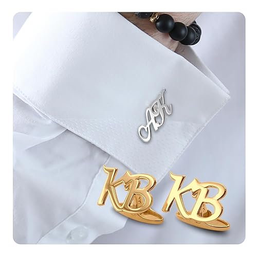 Custom Engraved Cufflinks - A-Z Initial Alphabet Letter Cuff links - Gift for Men Dad Birthday Wedding Groom Groomsmen Anniversary