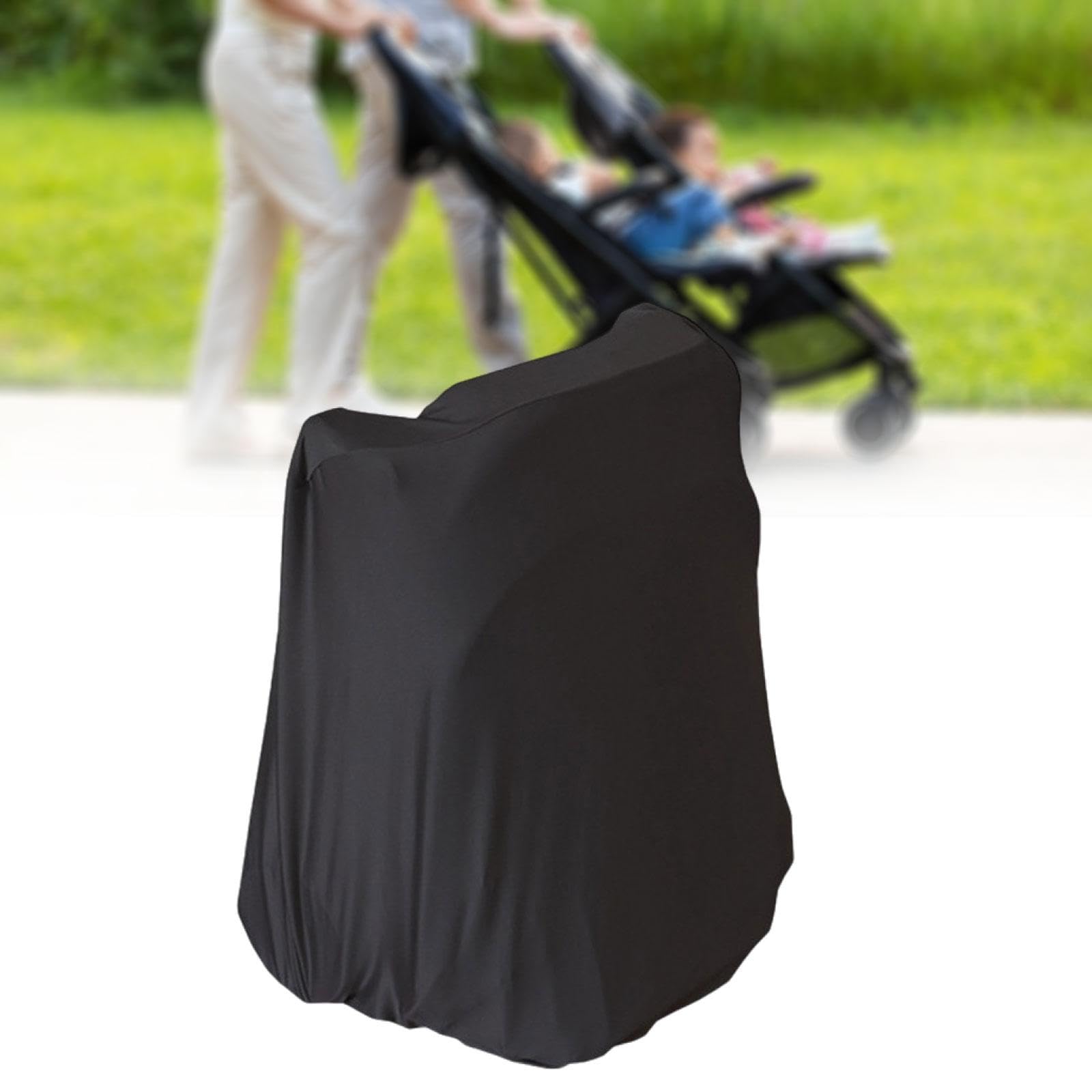 Copertura Antipolvere per Passeggino, Elastica, Lavabile, Borsa Portaoggetti per Passeggino, Copertura Protettiva per Carrozzina, Chiusura con Couliss, Nero, L
