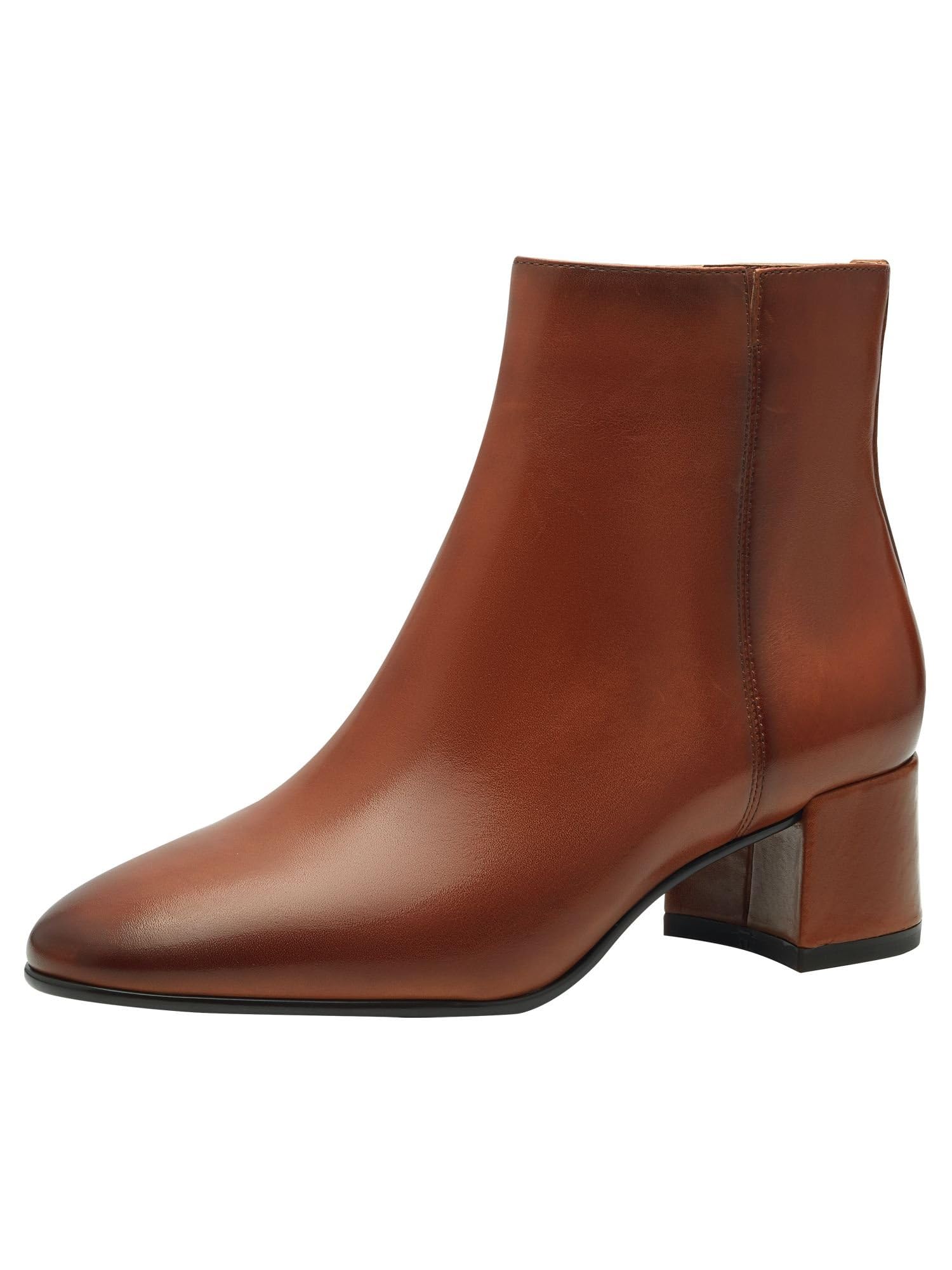 Tamaris Women's Leather Block Heel Ankle Boots, Cognac, 3.5 UK