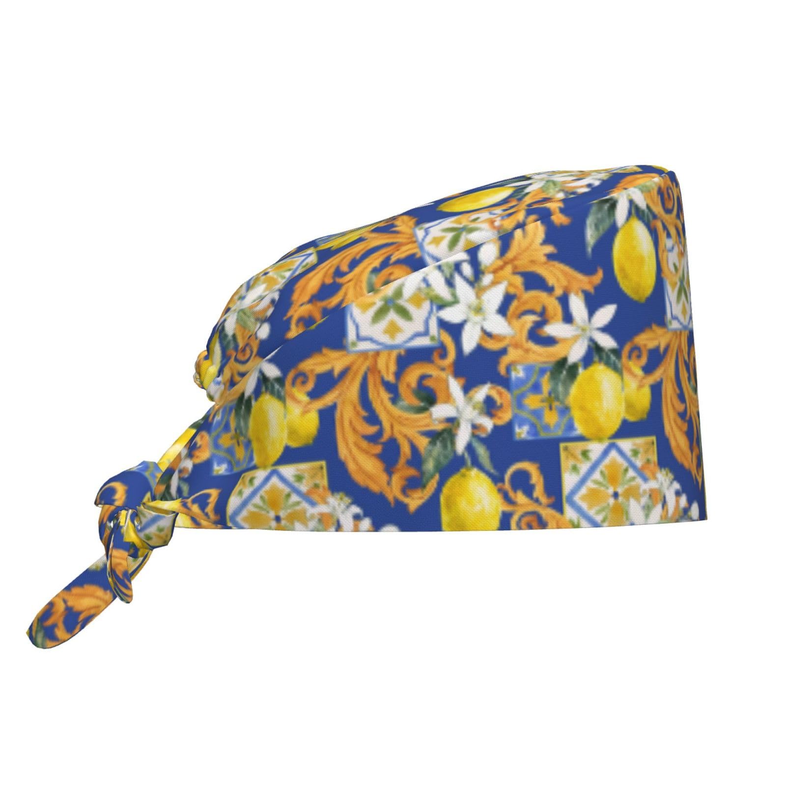 Anceky Unisex As Pic Sicilian Style For Scrub Women Men Adjustablesurgical Working Cap Sweatband Tie Back Hat