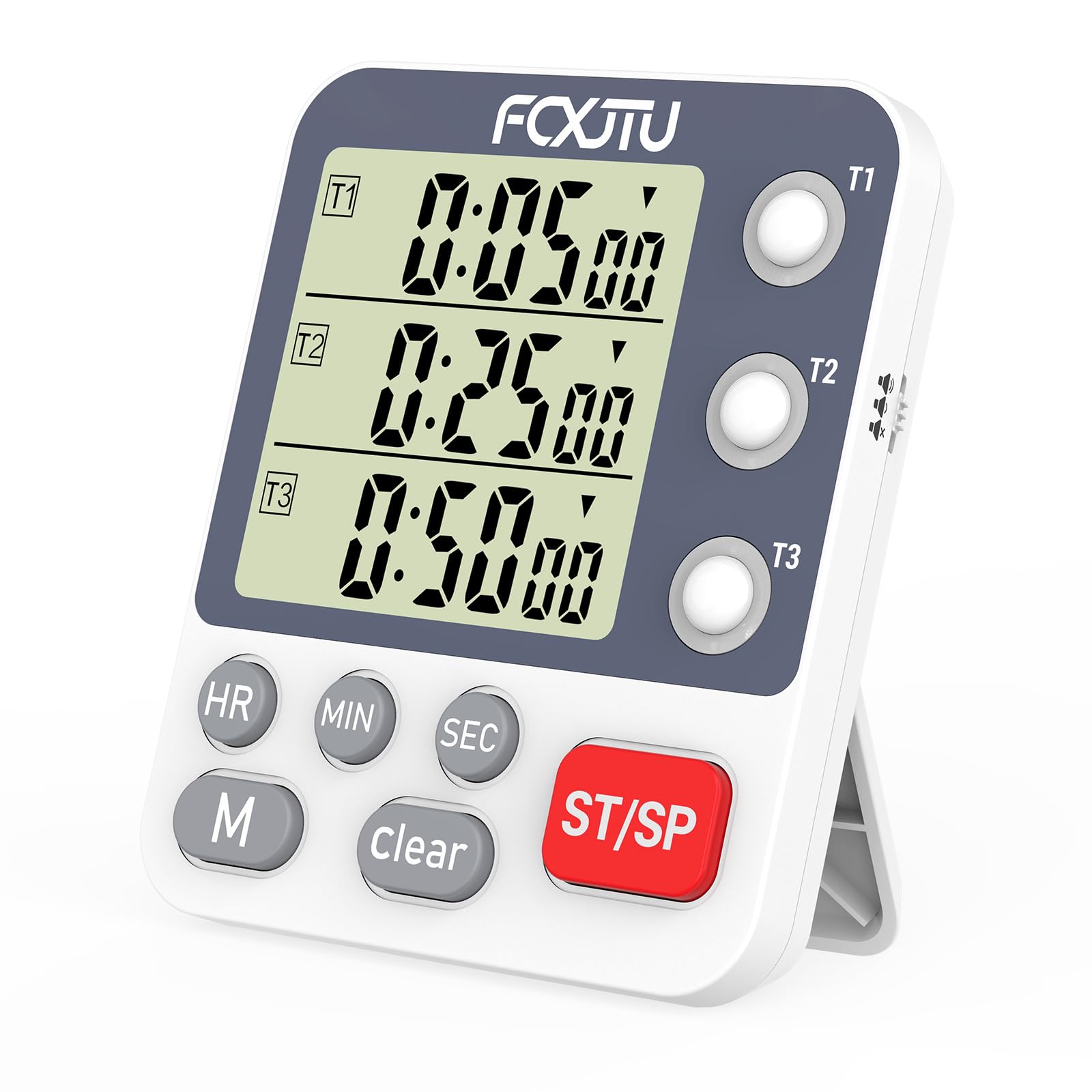 Digital Triple Kitchen Timer, 3 Channels Count UP/Down Stopwatch Timer, Dual Cooking Timer, Large Display, Loud Volume Alarm and Flashing Light with Magnetic Back, Stand, Battery Included