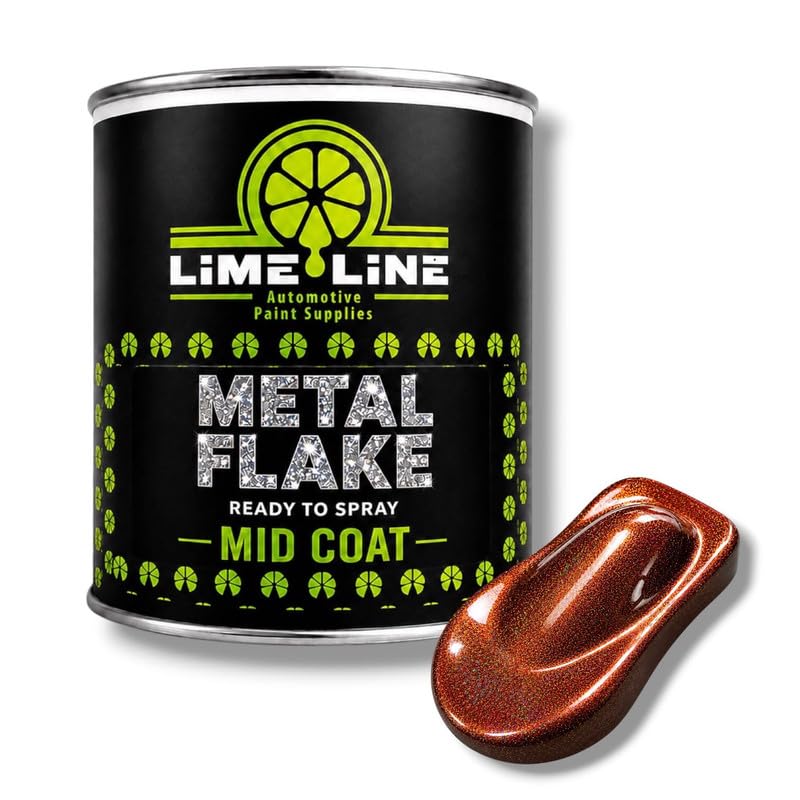 LiME LiNE Automotive Metal Flake Midcoat - No Reducer Needed (Orange Iridescent, 1 Quart)