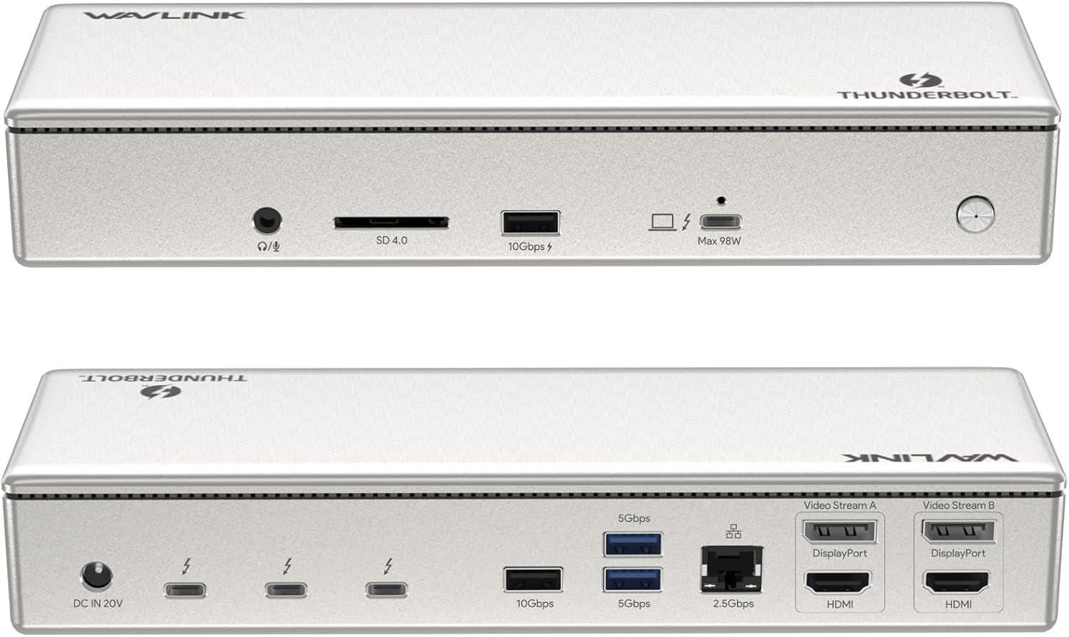 WAVLINK Thunderbolt 4 Dock 40Gbps, 96W PD, 8K/Quad 4K, pour Mac & Windows