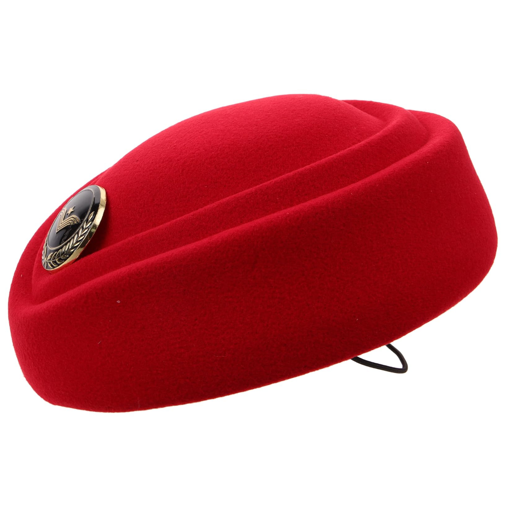 VALICLUD Sombrero de azafata Gorras Sombrero de Cosplay de Fiesta de Asistente de Vuelo Gorro de azafata Sombreros de azafata para Mujer Sombrero de Boina sintió Rojo