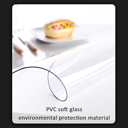 Miniatura 4 de Protector de mesa transparente de 0.069 pulgadas de grosor, protector de mesa de vidrio suave de PVC, impermeable, transparente, para banquete, mesa