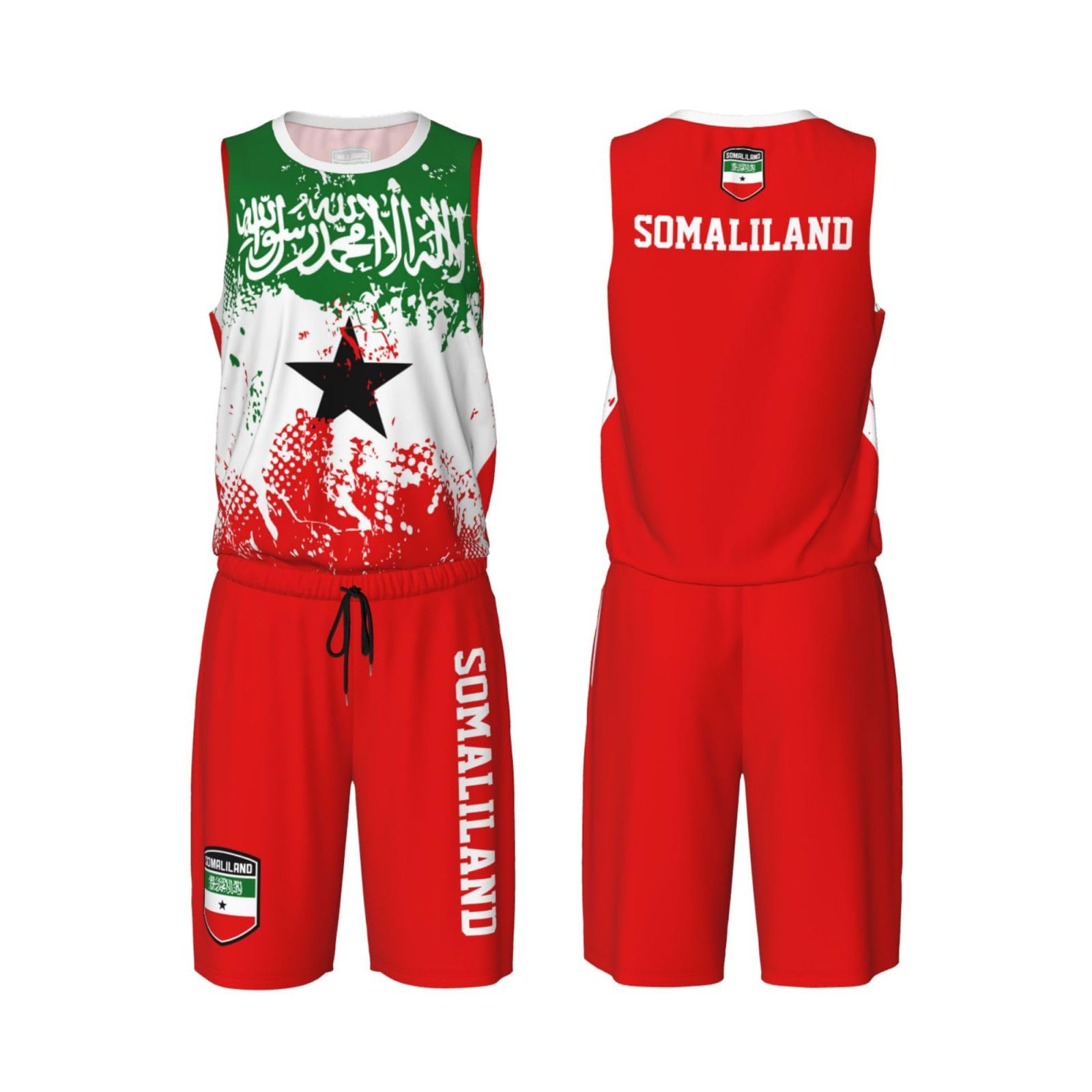 Somaliland Flag Grain (2) Basketball Jersey Uniform Suit for Men Adults Training Athletic Set