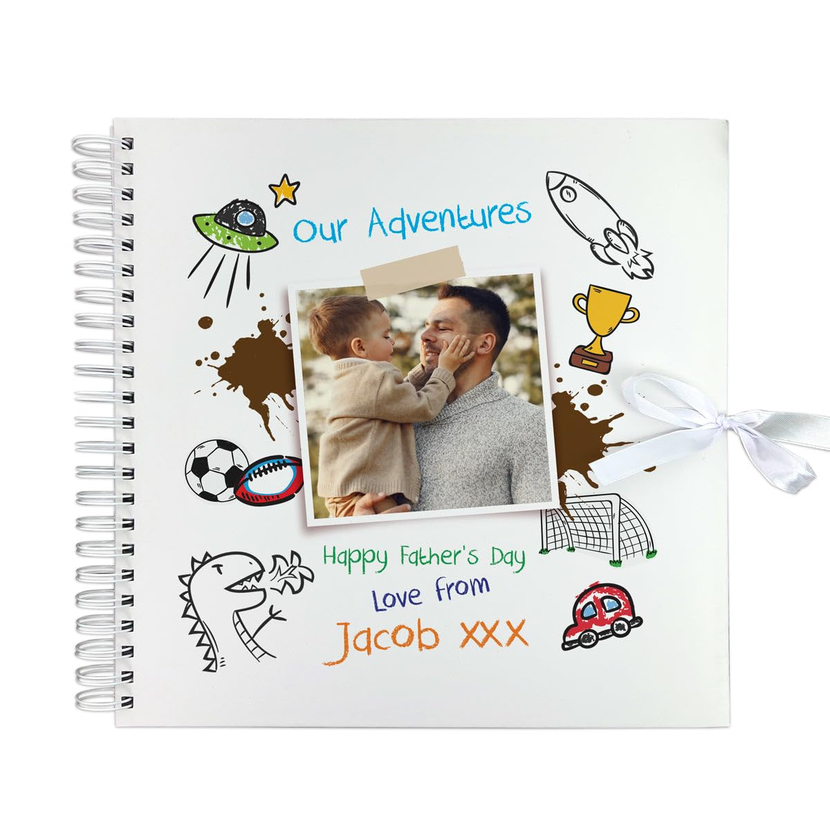 Personalised "Our Adventures" Memory Book | Custom Father's Present Gift for Daddy & Grandad | Kids' Adventure Scrapbook & Photo Album| 8x8"