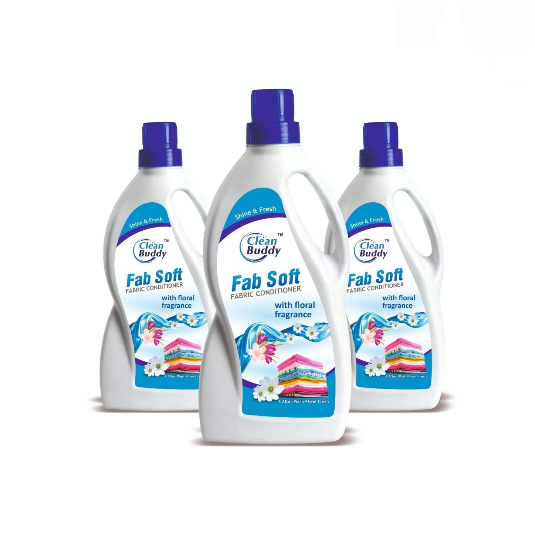 CLEAN BUDDY Fab Soft Fabric Conditioner with Floral Fragrance After Wash Liquid Fabric Softener with Long-Lasting Fragrance| Suitable for All Clothes| 1L (Pack Of 3)