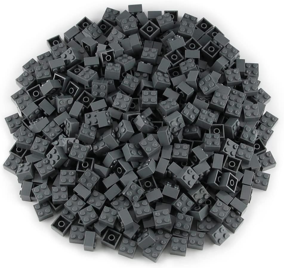 Feleph 2x2 Bricks Dark Stone Gray 400 Pieces Parts Classic Building Creative Play Blocks Set Toy Compatible with 3003 Major Brick Brands