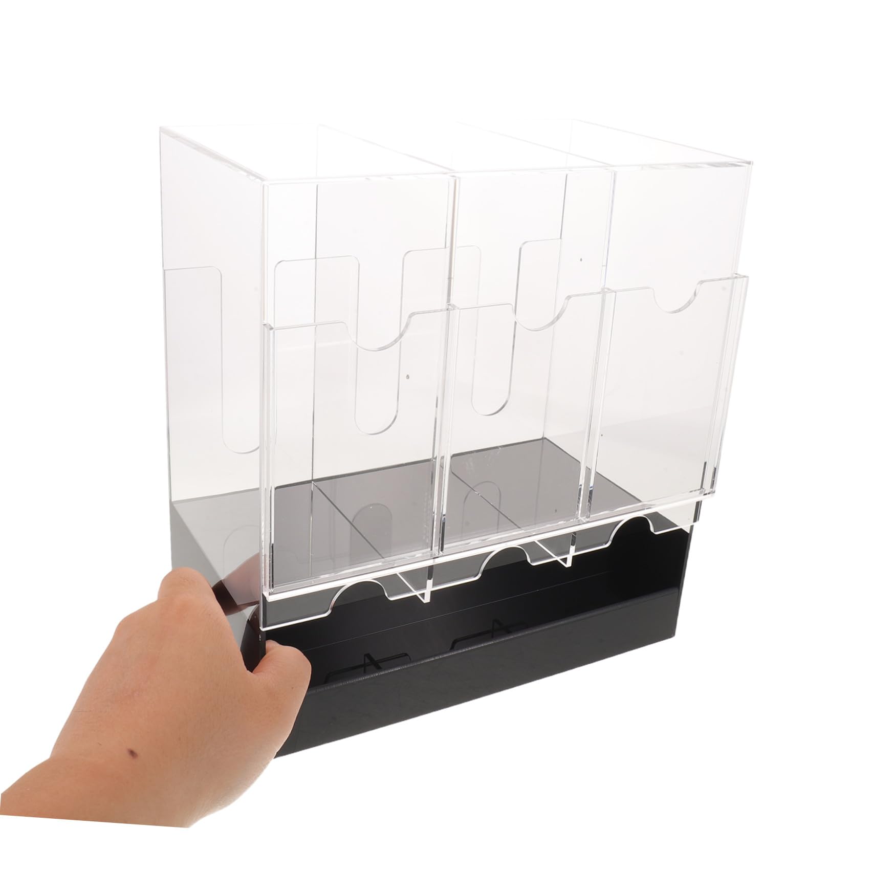 Healeved Boîte de Présentation pour Cartes, 3 Compartiments, Acrylique Noir