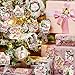 JarThenaAMCS 1200Pcs Christmas Vintage Stickers Pink Xmas Watercolor Santa Claus Deer Self-Adhesive Sticker Decals for Journal Scrapbook Baby Shower Party, 16 Designs, 2 Rolls