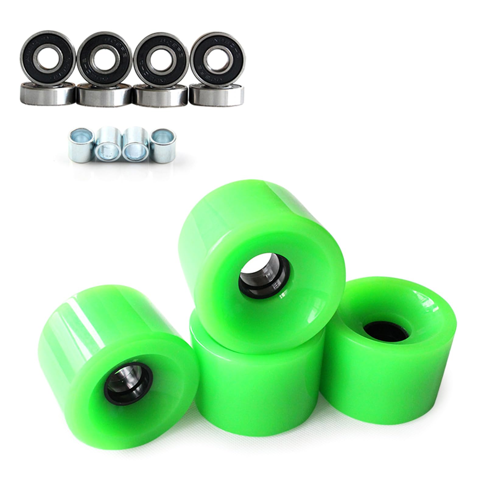 Lot de 4 roulettes souples avec roulements pour longboards 78A