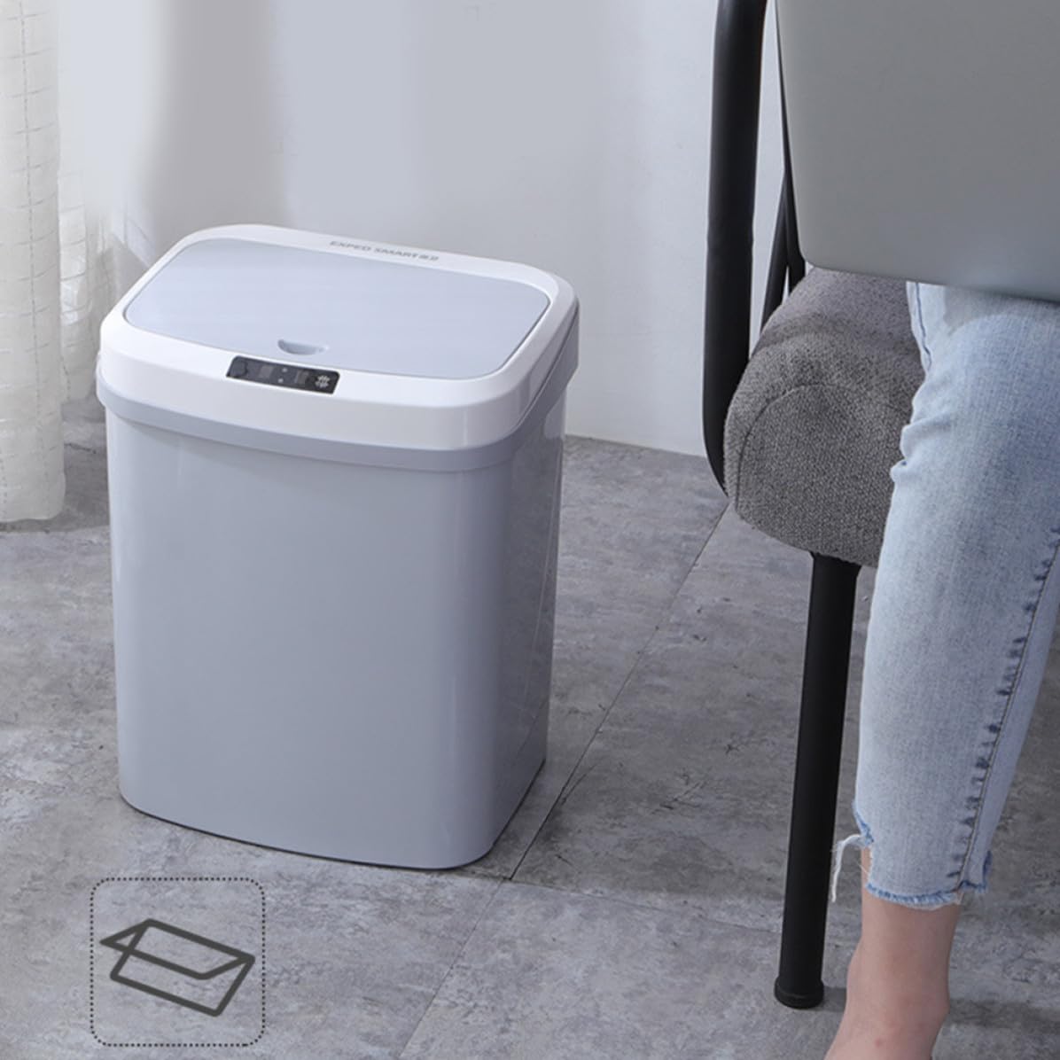 NUOBESTY Intelligenter Sensor Mülleimer 15 Liter Kunststoff Rechteckig