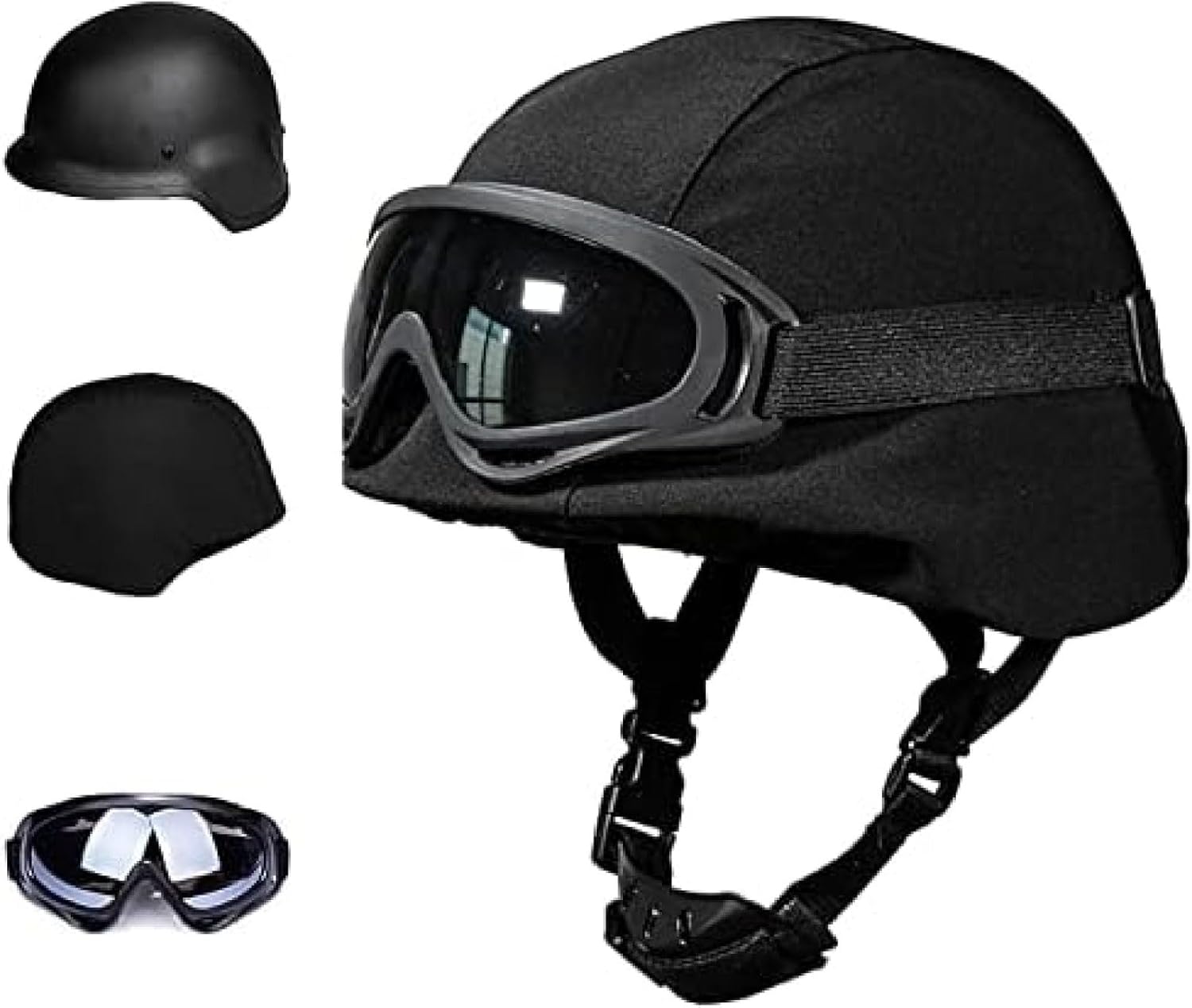 M88 Steel Tactical Helmet Set Outdoor Sports Airsoft Gear with Adjustable Goggles and Quick Helmet Cover for Hunting Paintball Shooting