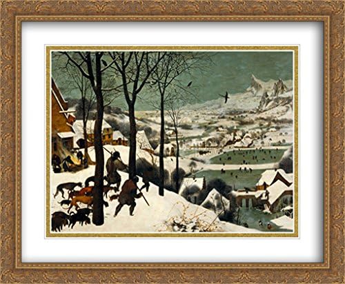 Winter/Hunters in the Snow 2x Matted 32x26 Large Gold Ornate Framed Art Print