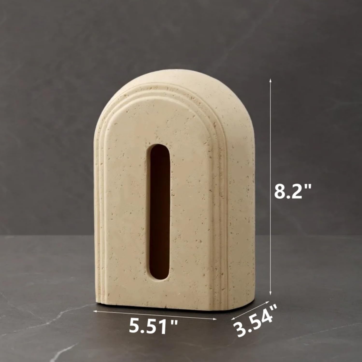 Natural Travertine Marble Tissue Box Cover,U-Shaped Tissue Box Holder Covers with Open Bottom, Stone Tissue Box Cover for Bathroom Countertop, Tabletop, Bedside Table, Office Table(Beige)