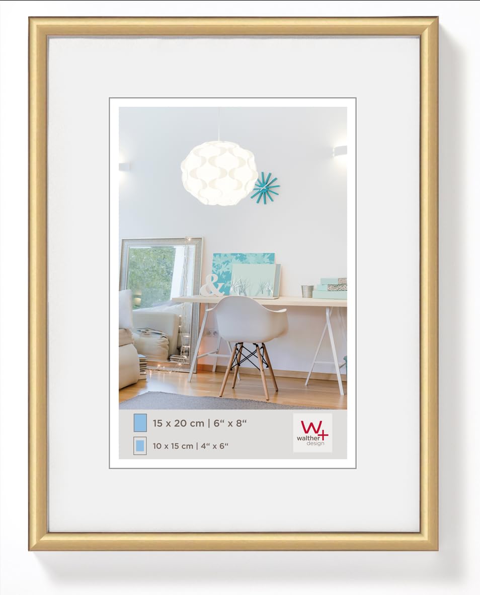 walther design Bilderrahmen personalisierter Glasdruck, Geschenk, New Lifestyle 15 x 20 cm, Gold