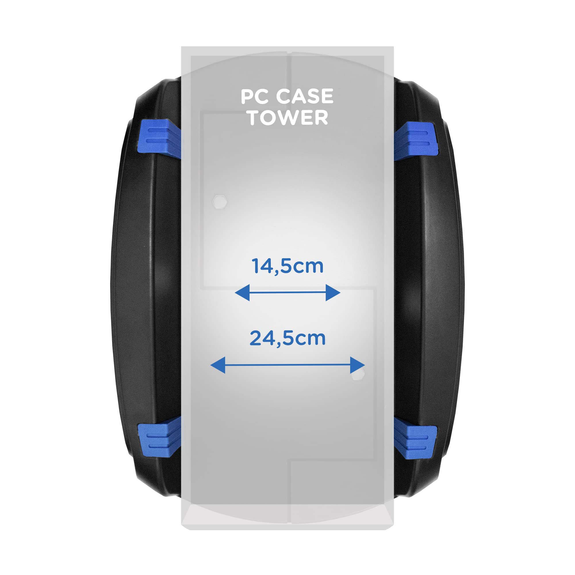 Atlantis carrellino carrello porta PC desktop tower con sponde di protezione, 4 ruote, base regolabile in larghezza da 15,5 cm a 25,5 cm, adatto per PC desktop e PC gaming. P002-CS-5AK.