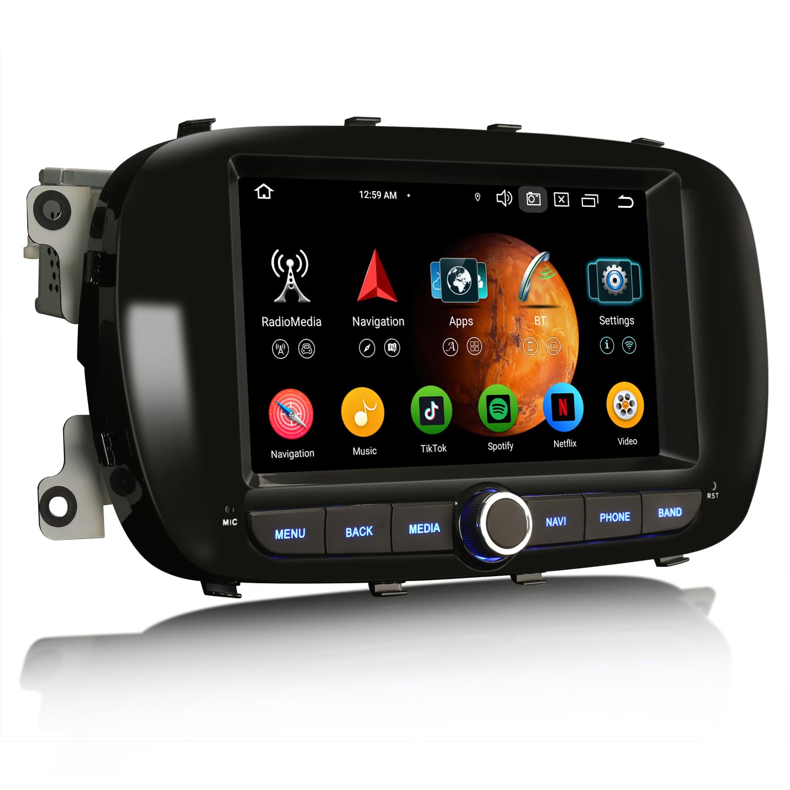 erisin 8-Core 4GB+64GB Android 14 Autoradio Bluetooth 5.0 per Fiat 500X Supporto Senza fili Carplay Android Auto GPS DSP WiFi SWC Dab+ OBD DVR Radio Navigatore IPS Schermo Tattile
