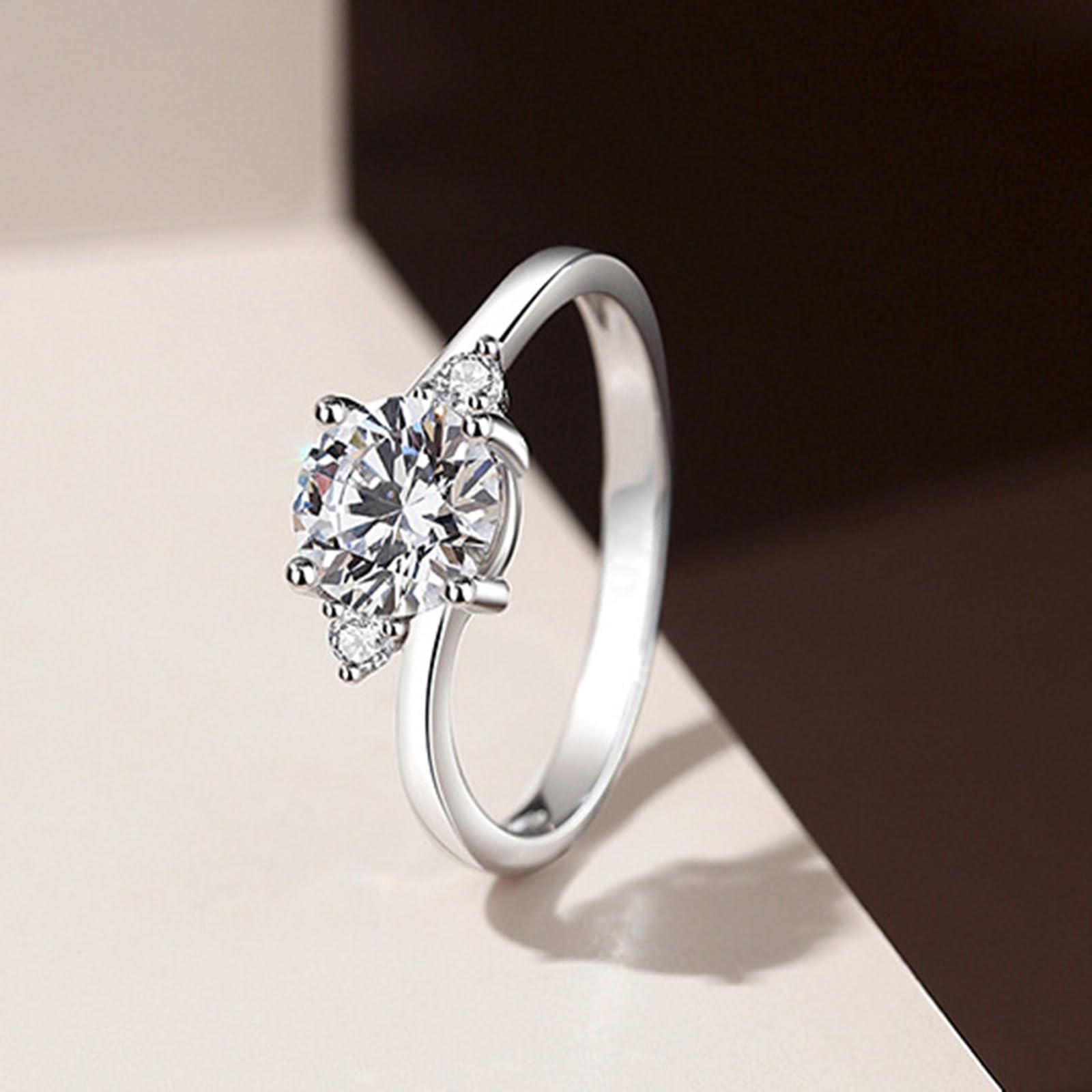 Moissanite Anillo para mujer de oro auténtico, anillo de compromiso, oro blanco, elegante anillo de boda con 1 ct Moissanite Bandringe Gold Ehebandring para mujeres