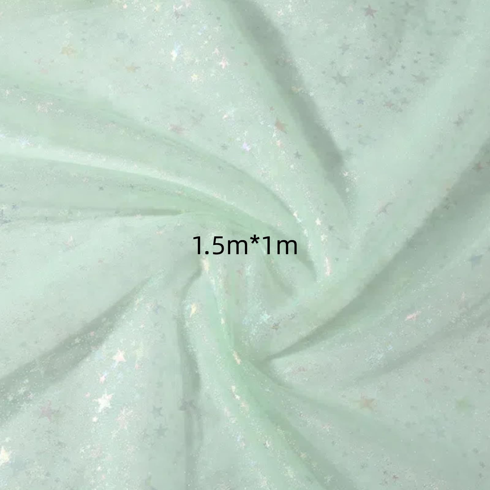 1.5mx1m Light Green Glitter Star Fabric Shiny Bling Glitter Material Cloth Sparkly Star Mesh Fabric for DIY Crafts Sewing Party Favors - Image 4