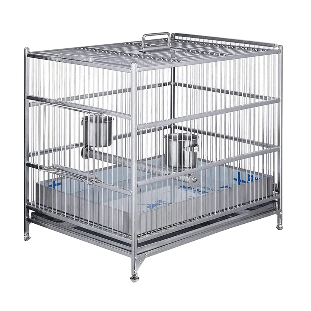 HTTGDGDH Large Birdcages Wrought Iron Birdcage Portable Bird Cage Stainless Steel Bird Carriers Silver Bird House Carrier For Outdoor,