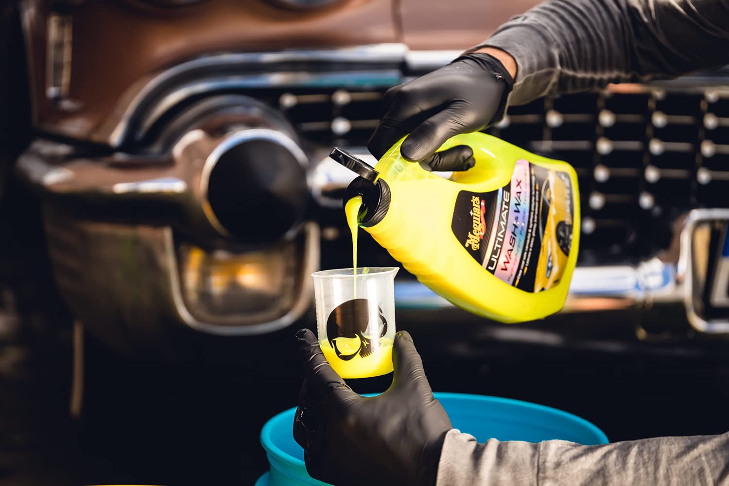 detailmate Autowäsche Set Waschhandschuh + Microfiber Monkey Trockentuch + Meguiars: Wash&Wax Shampoo + Hybrid Ceramic Liquid Wax + Hybrid Ceramic Detailer + 2X Wascheimer + Schmutzsieb + Zubehör