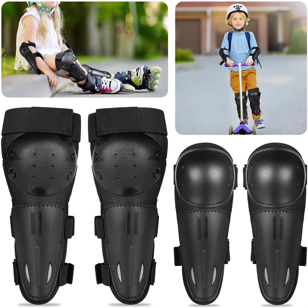 Protective Gear Set for Kids, 4 Pcs Knee Elbow Pads for Biking, Skiing, Skateboarding, and Dirt Activities