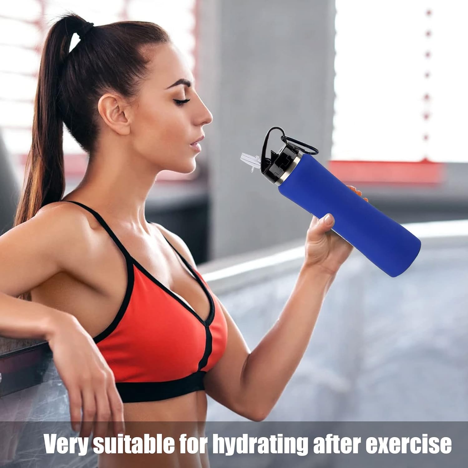 Guiwushiqi Mouth Straw -Stainless Steel Reusable Sports Water Bottle WIth lids - Vacuum Insulated