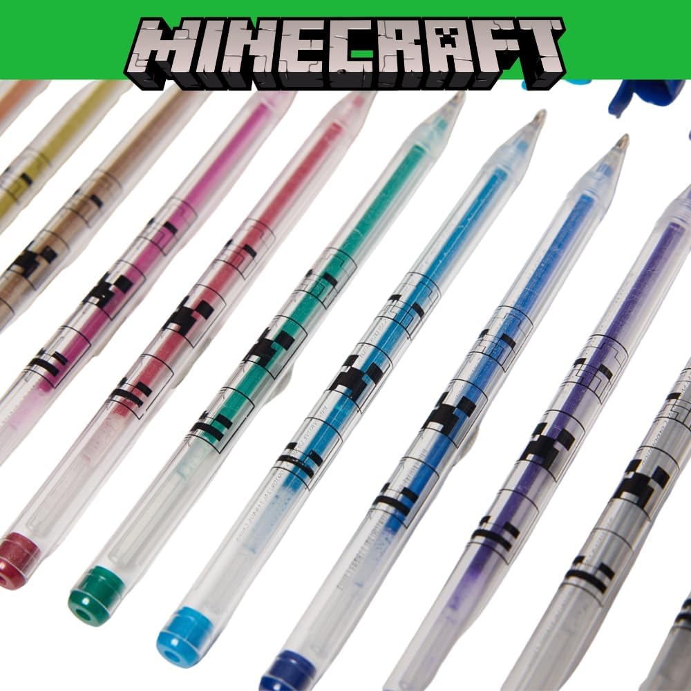 Innovative Designs Minecraft Gel Pens Set for Kids, 24 Pack with Glitter Gel Pens, Cute Pens for Boys and Girls