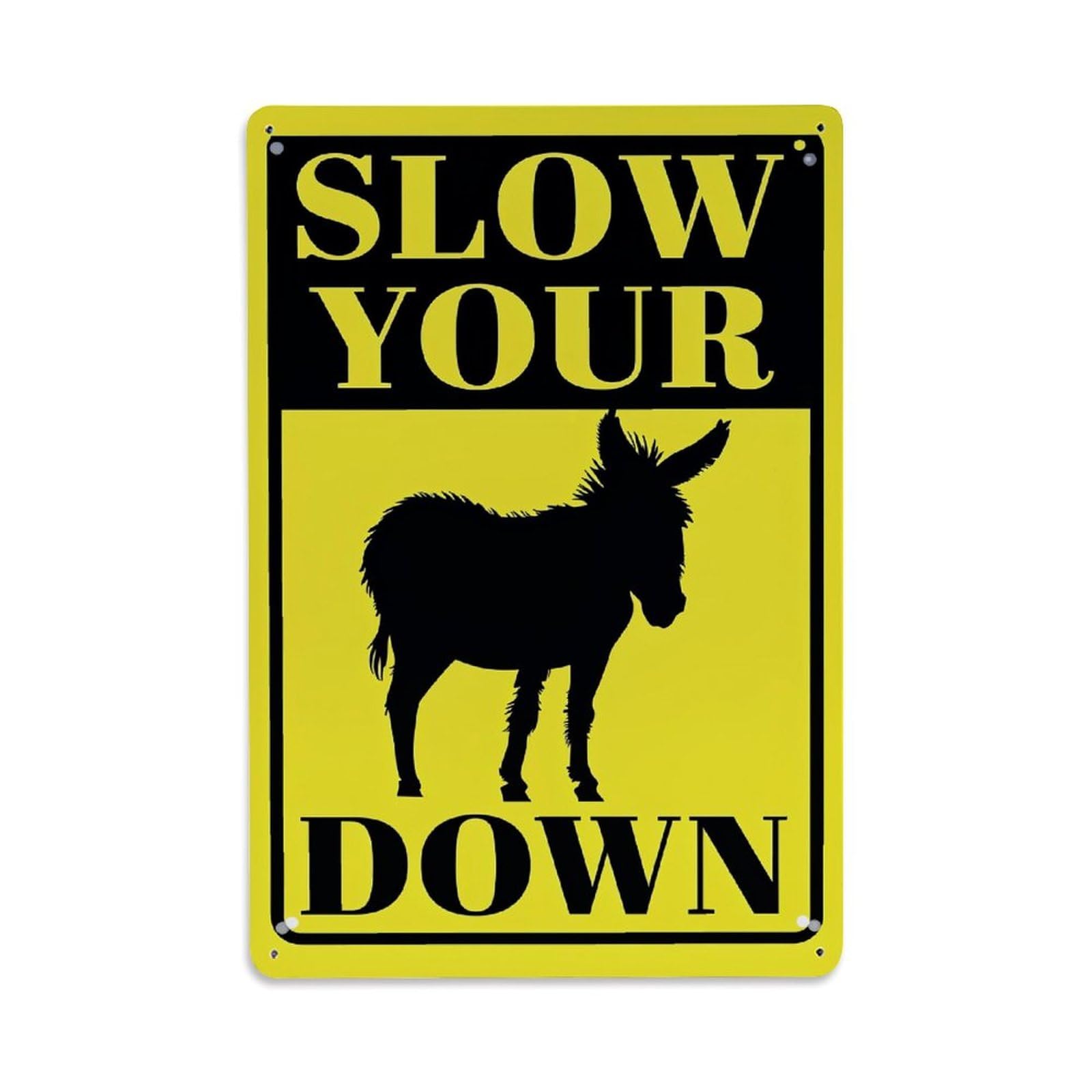 Jdfenggu Vintage Slow Your Down Donkey Sign_1 Retro Metal Tin Sign, Decor Art Poster For Bar, Home, Man Cave, Kitchen, Laundry Room Gift 8X12inch