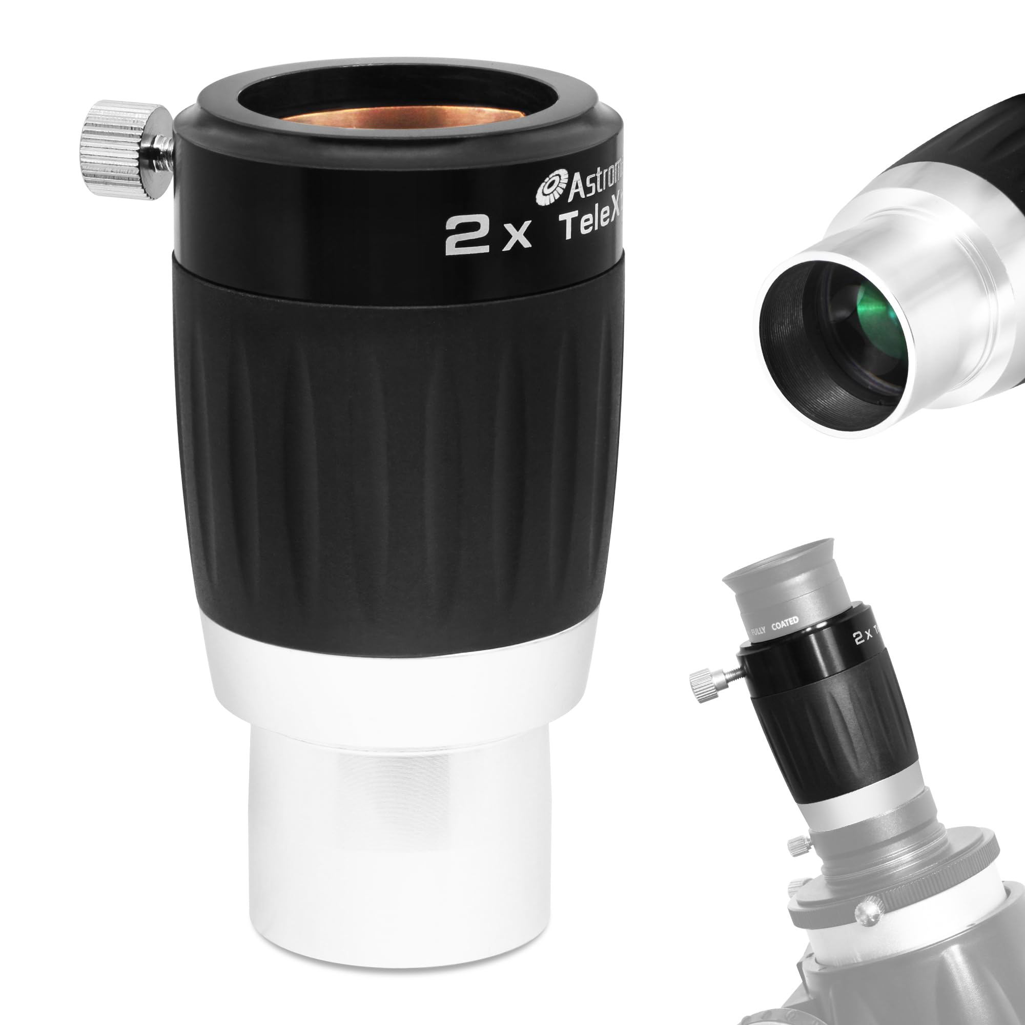 Astromania Barlow Lens 2X 1.25 Inch - 3-Elements Multi-Coated Metal TeleXtender for Telescope - Premium Apochromatic Design Telescope Accessories for