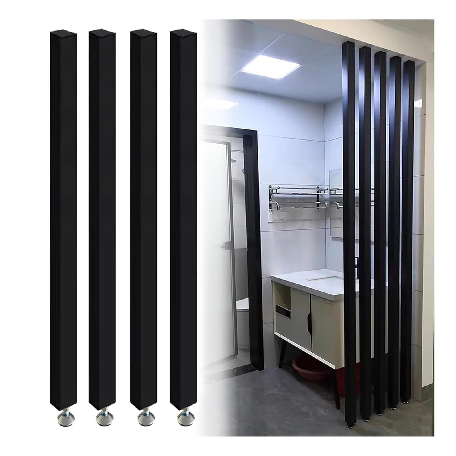 Aluminio Slat Room Divider Column,Room Divider Room Partition,Freestanding Modern Wall Post Partition for Entrance Restaurant Office Decor Column,7 8 9 10 12Posts(9-pcs,195cm/76.7in/6.39ft)