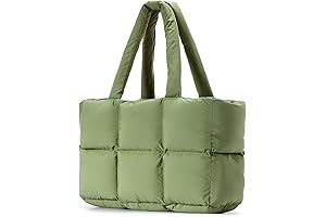 Women's Green Puffer Tote Bag