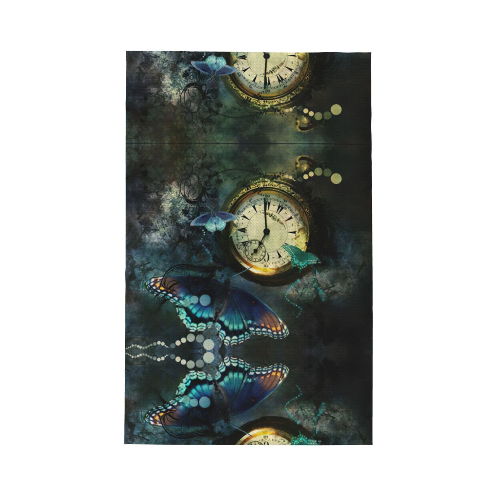 Uusnwaa Butterfly Clocks Printed Waffle Microfiber Kitchen Towels