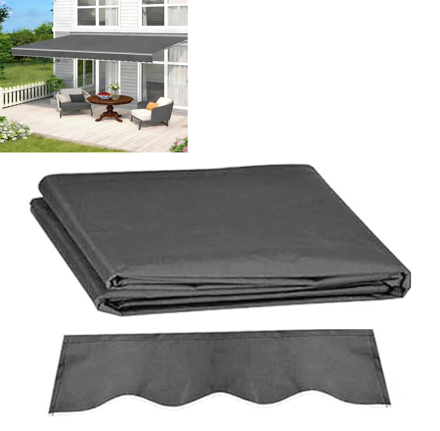 Auvent d'extérieur tissu de rechange manuel polyester imperméable terrasse 4.9x2.5