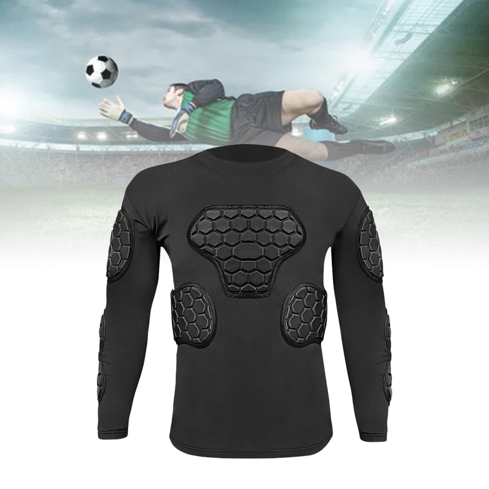 CHICIRIS Gardien de Gardien rembourré à Manches Longues à Manches Longues Proof de Protection Protective Gardien de But Chemise Eva High Elastic Pads pour Le Football Cycliste (XL)