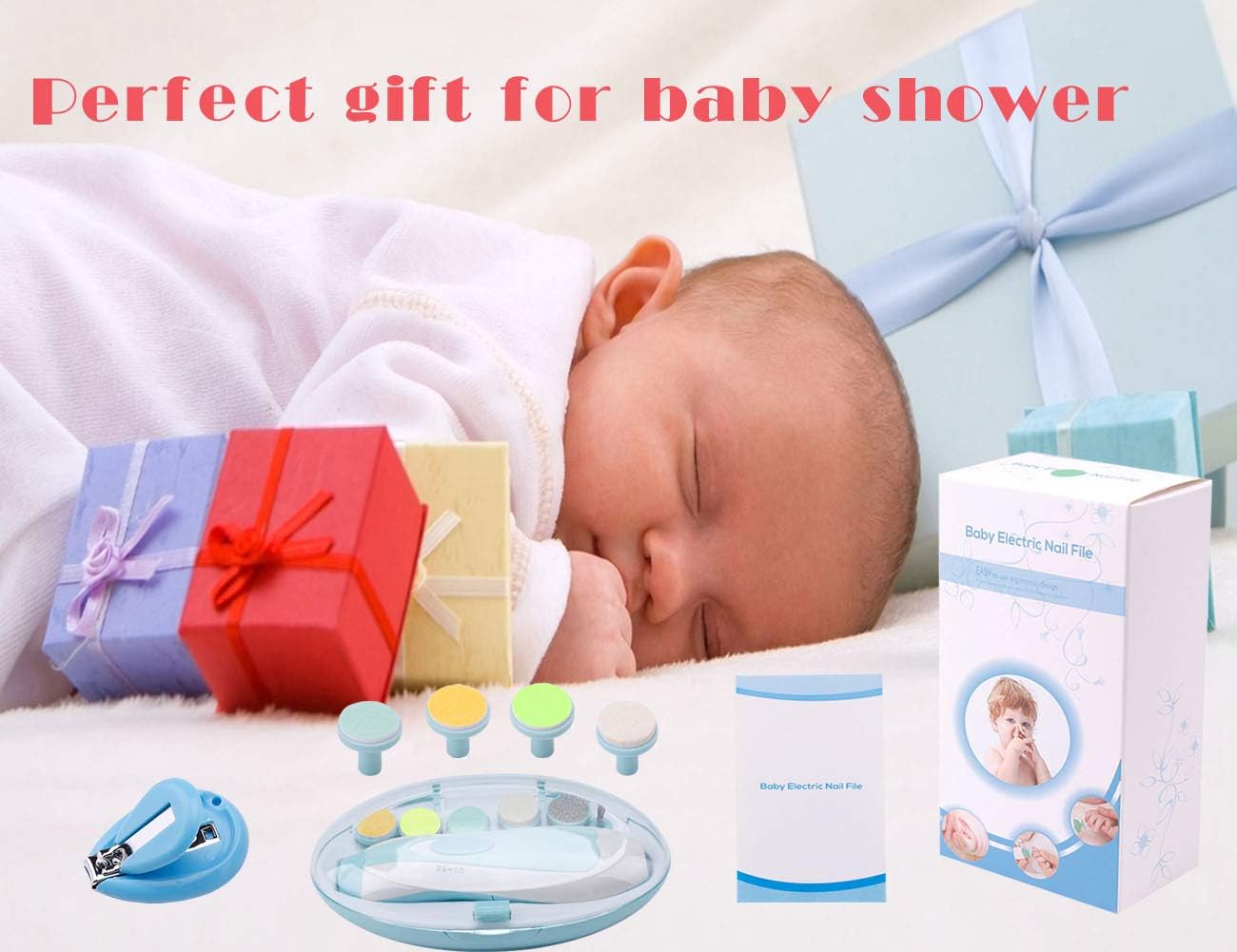 Baby Nail Trimmer Electric Nail File Baby Nail Clippers, Safe Nail Filer Grinder Kit for Newborn Infant Toddler Kids or Adults Toes Fingernails Care Trim Polish, with Led Light and 10 Grinding Heads : Baby